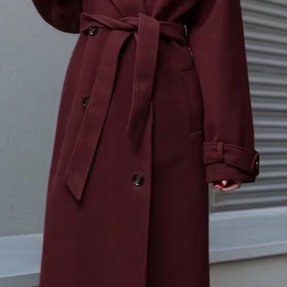Elegant Burgundy Trench Coat